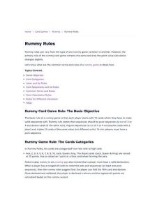Rummy Comparison: Memorized Rules Versus Written Rules