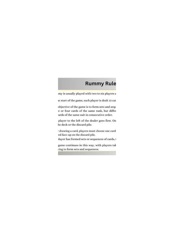 Rummy Table Rules to Confirm Before You Start